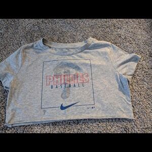 Grey, Red, and Blue Nike Phillies baseball‎ crop top tshirt